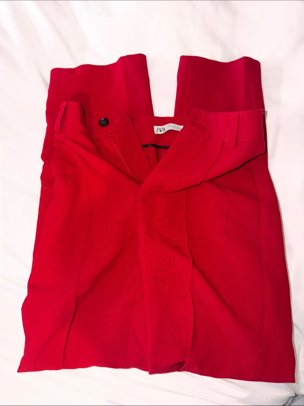 Zara Bright Red High-Waist Trousers